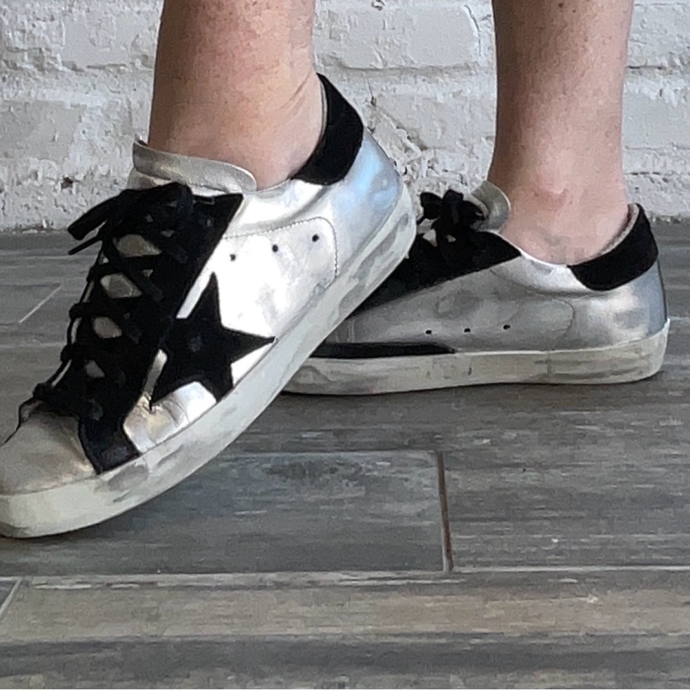 Silver and Black Star Sneakers